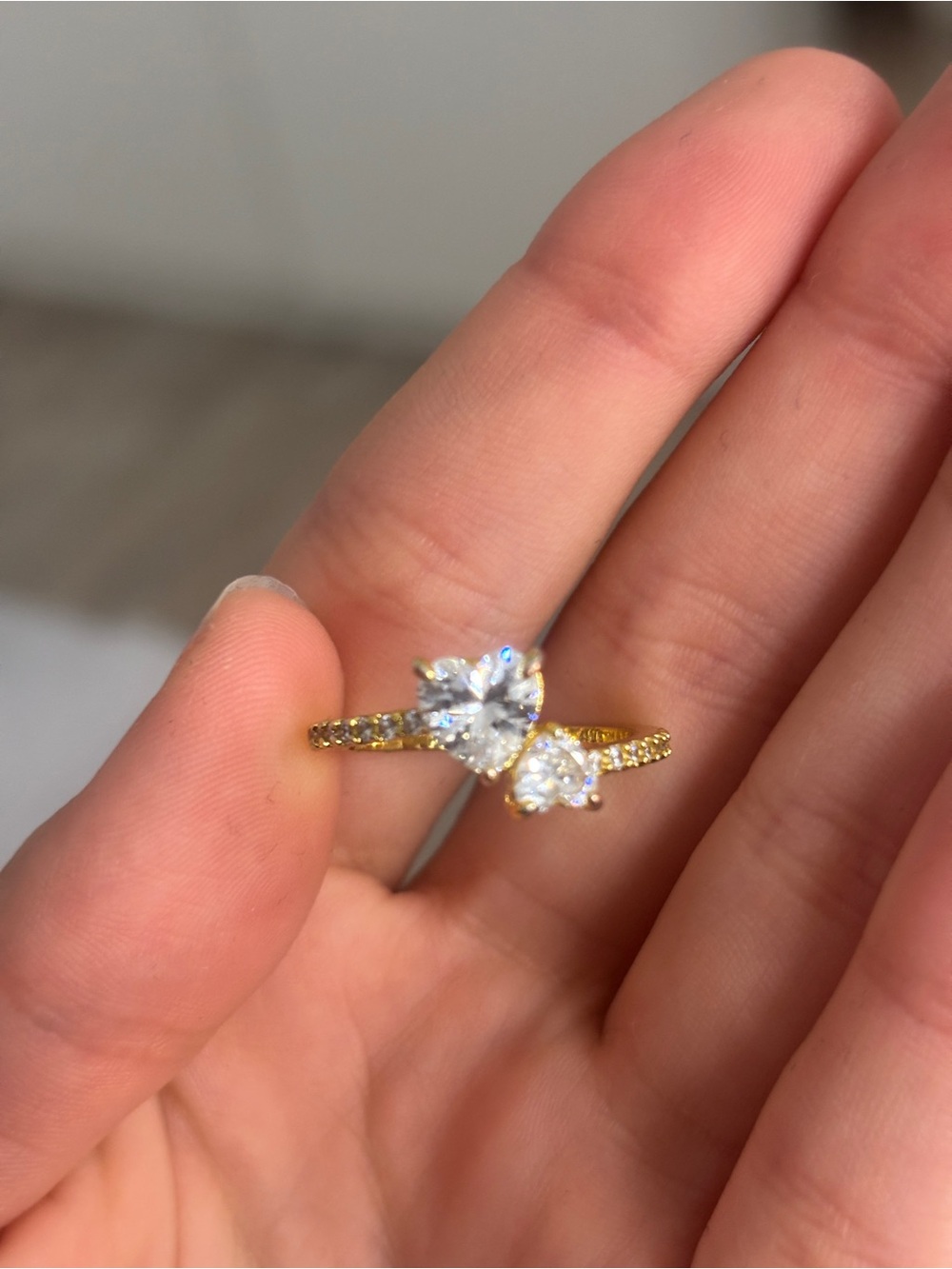 PANDORA Gold Double Heart Ring